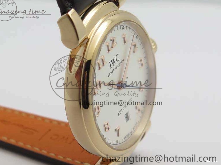 MIROTIME 0722 Neat Da Vinci IW356601 RG MKF 1:1 Best Edition White Dial On Brown Leather Strap A 7230